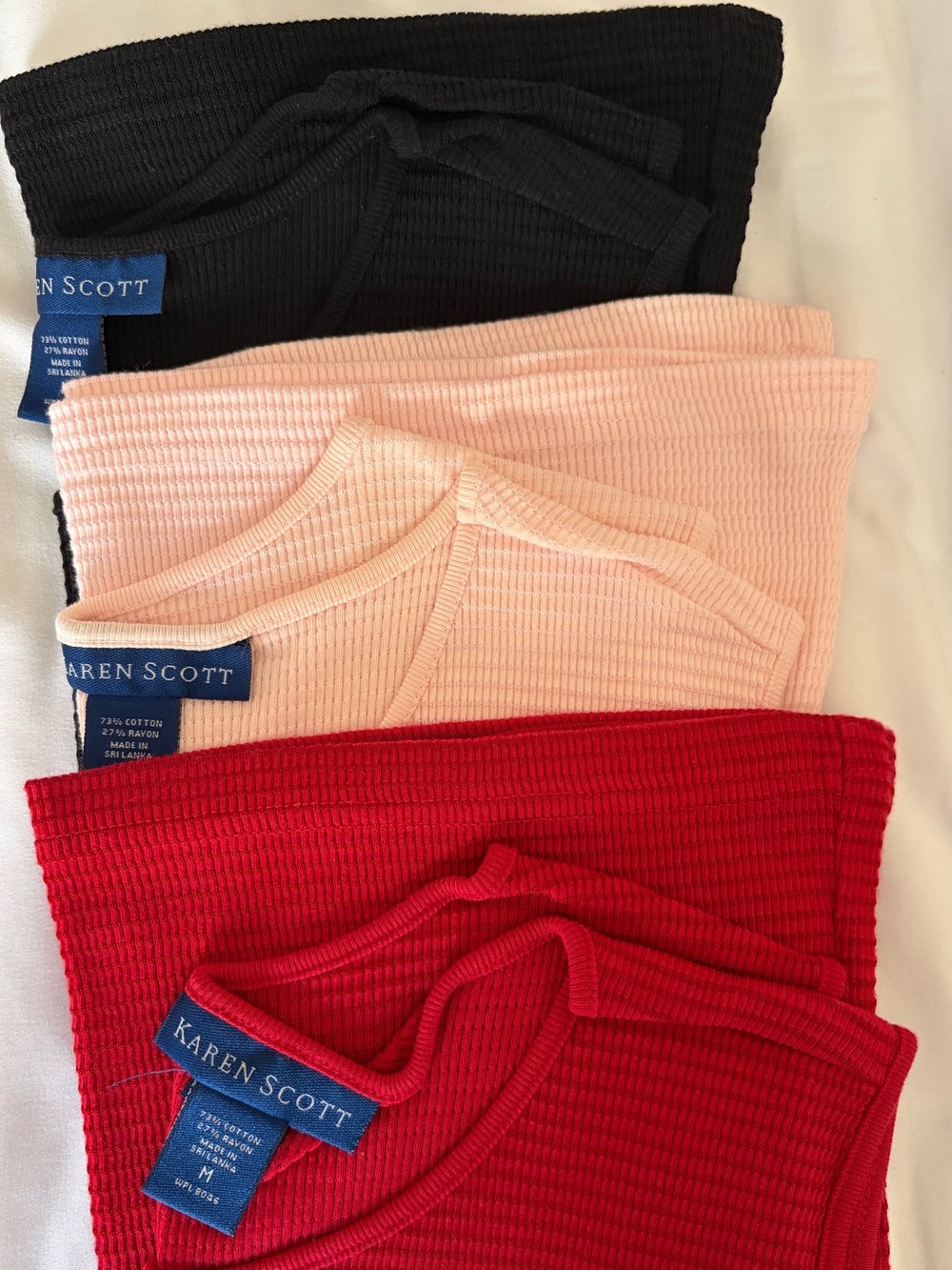 Karen Scott Women’s Sleeveless Ribbed Tops Lot 3 Size M Cotton Blend Layering